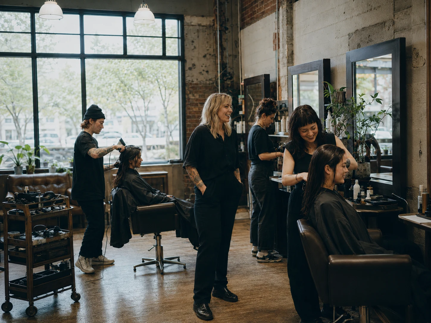 Salon-Team bei der Arbeit im Studio